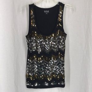 a.n.a A New Approach black tank top with silver and gold sequins M